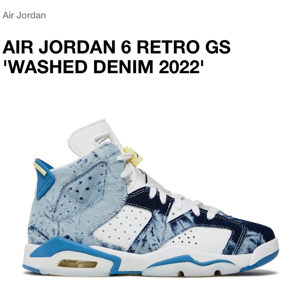 COPY - NIKE AIR JORDAN 6 RETRO GS WASHED DENIM SIZE 6Y WOMENS 7.5/8